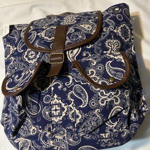 Blue and White Paisley Backpack - Unisex